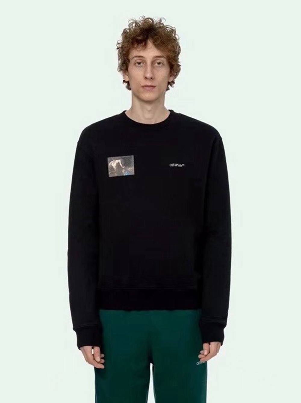 OFF WHITE Oil Painting Round Neck Sweater Black
